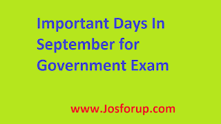 Important Days In September for Government Exam