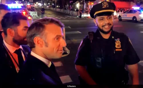 New York Police Stop French President Macron’s Motorcade