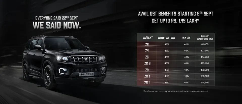 Mahindra Scorpio-N GST Benefit Prices Of All Variants