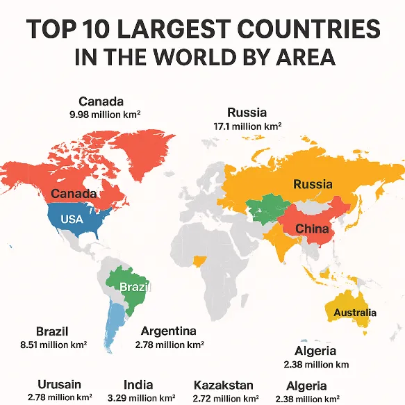 Top 10 Largest Countries in the World by Area