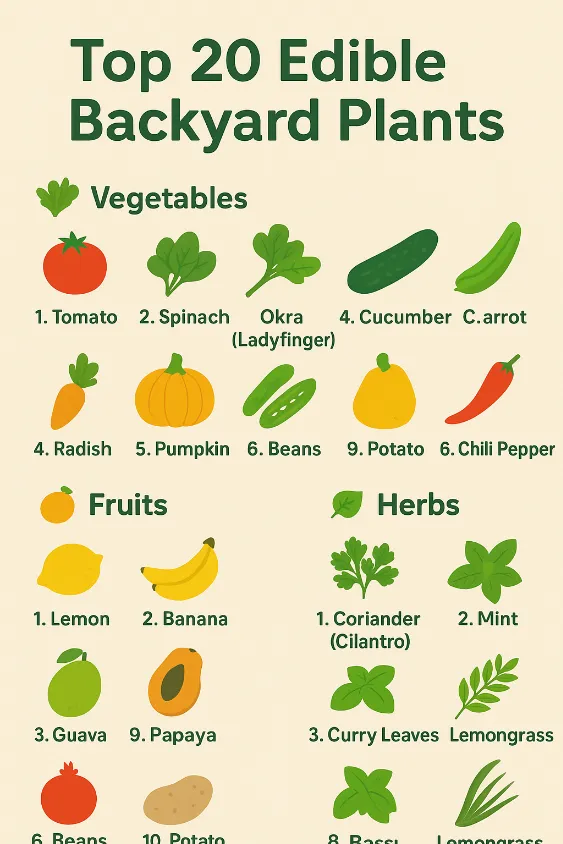 Top 20 Edible Backyard Plants (Detailed Guide)