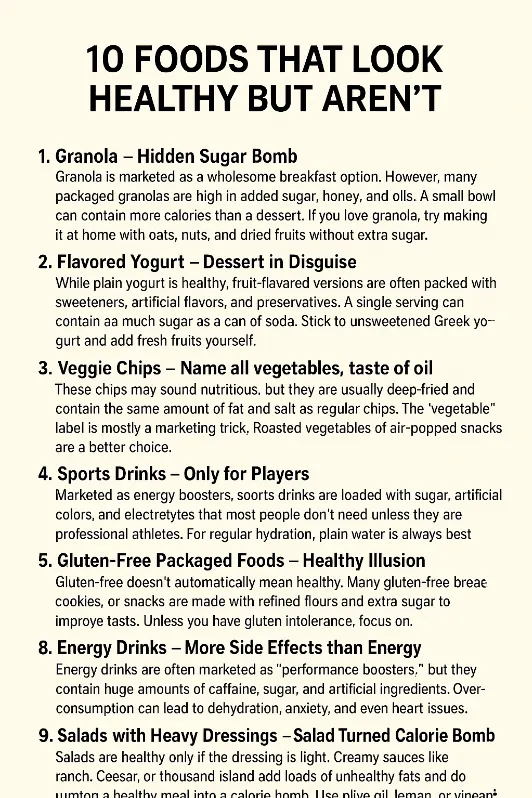 10 Foods That Look Healthy But Aren’t | 10 ऐसे Foods जो दिखते हैं Healthy लेकिन असल में नहीं हैं