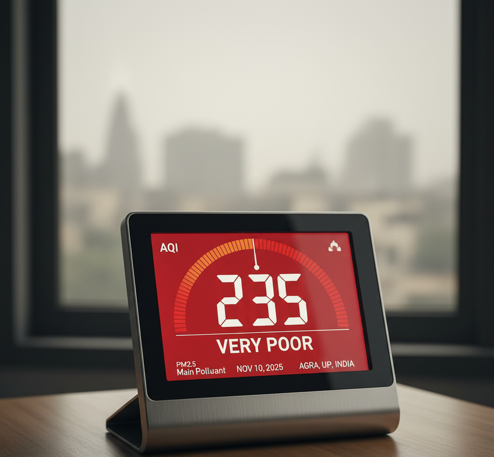 ताज नगरी Agra की हवा: आज का वायु गुणवत्ता सूचकांक (AQI)