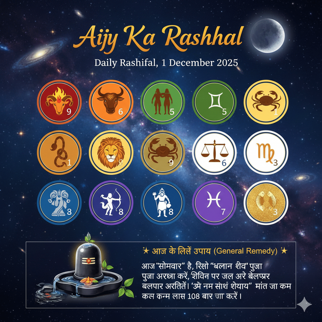 Aaj Ka Rashifal: Daily Rashifal, 1 december 2025