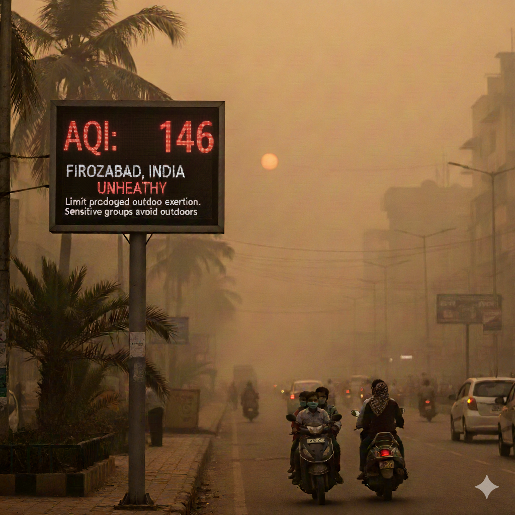 Firozabad का AQI-146: हवा में घुला ‘जहर’! 10 december 2025